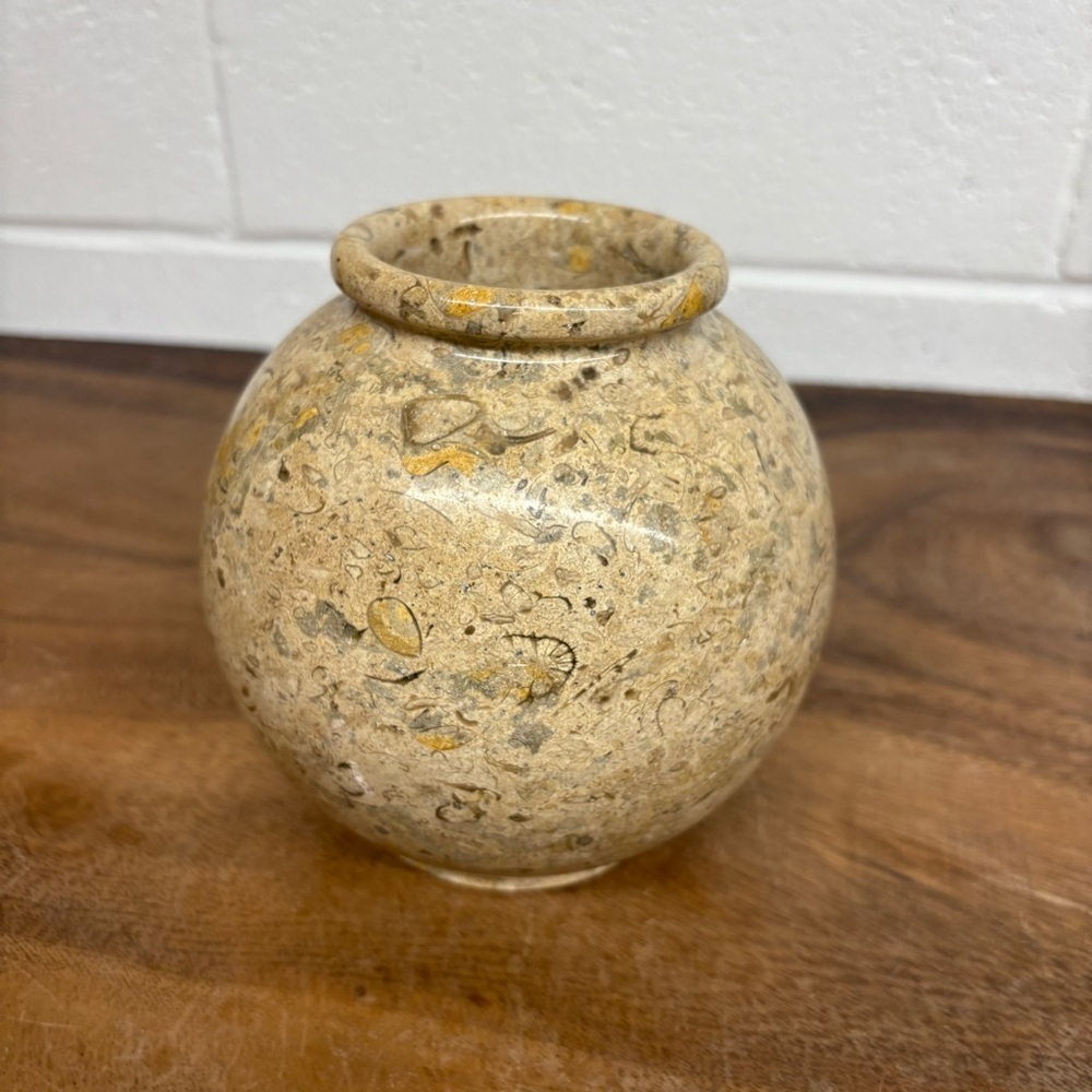 Natural Polished Fossil Stone Vase